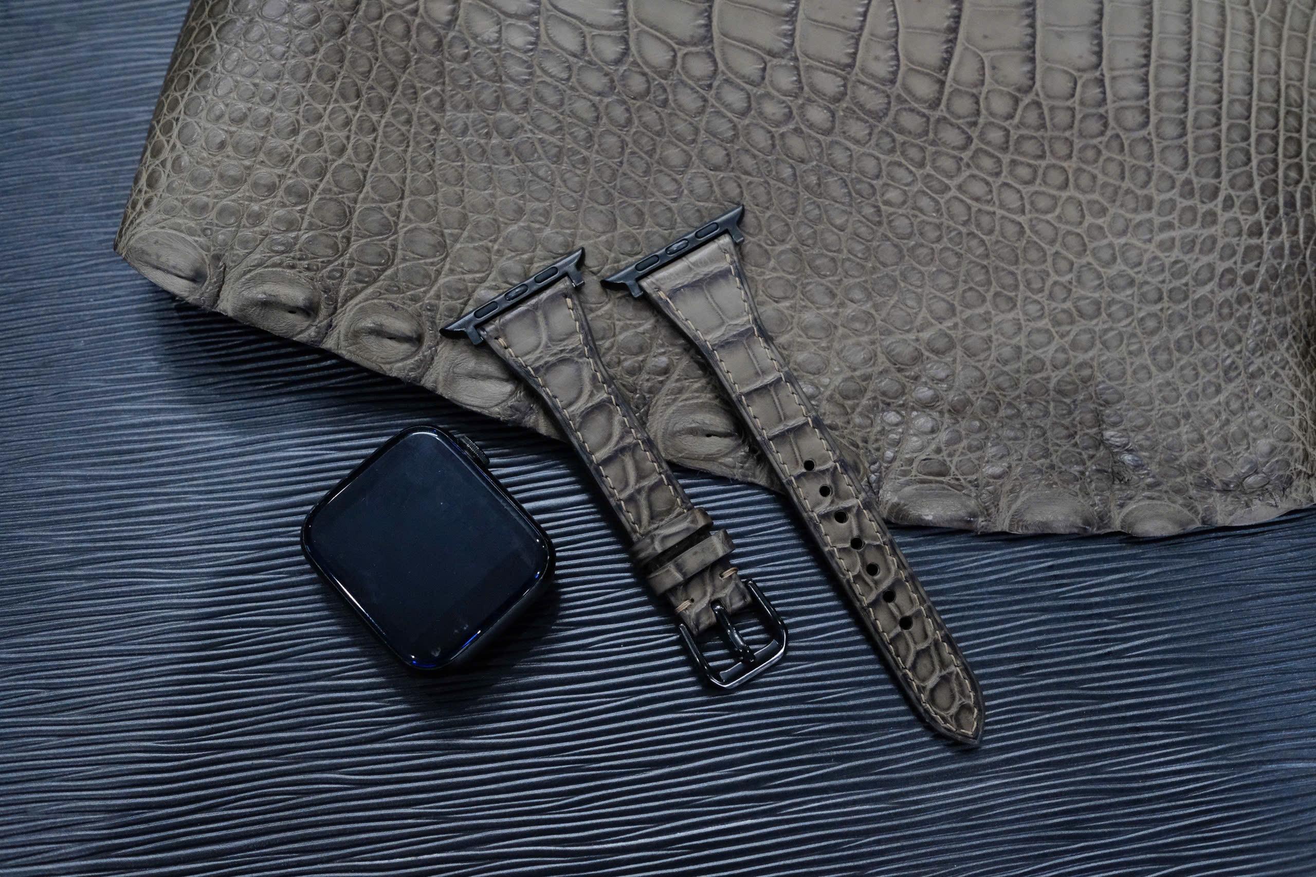 革使用アップルウォッチ時計ベルト 高級ワニ革時計バンド1枚目の画像